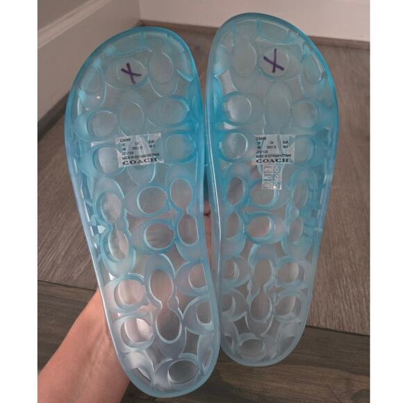 Coach Ulyssa Clear Blue Pool Slides  size 9 - Picture 5 of 6
